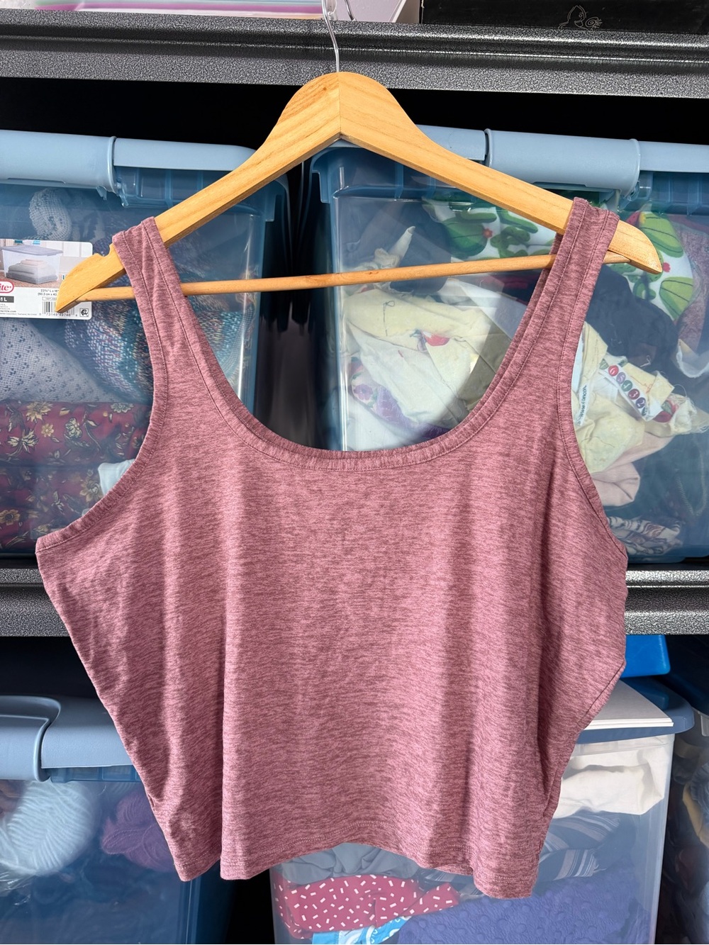 Outdoor Voices Cloudknit Mauve-Pink Scoop Neck Cropped Tank XXL